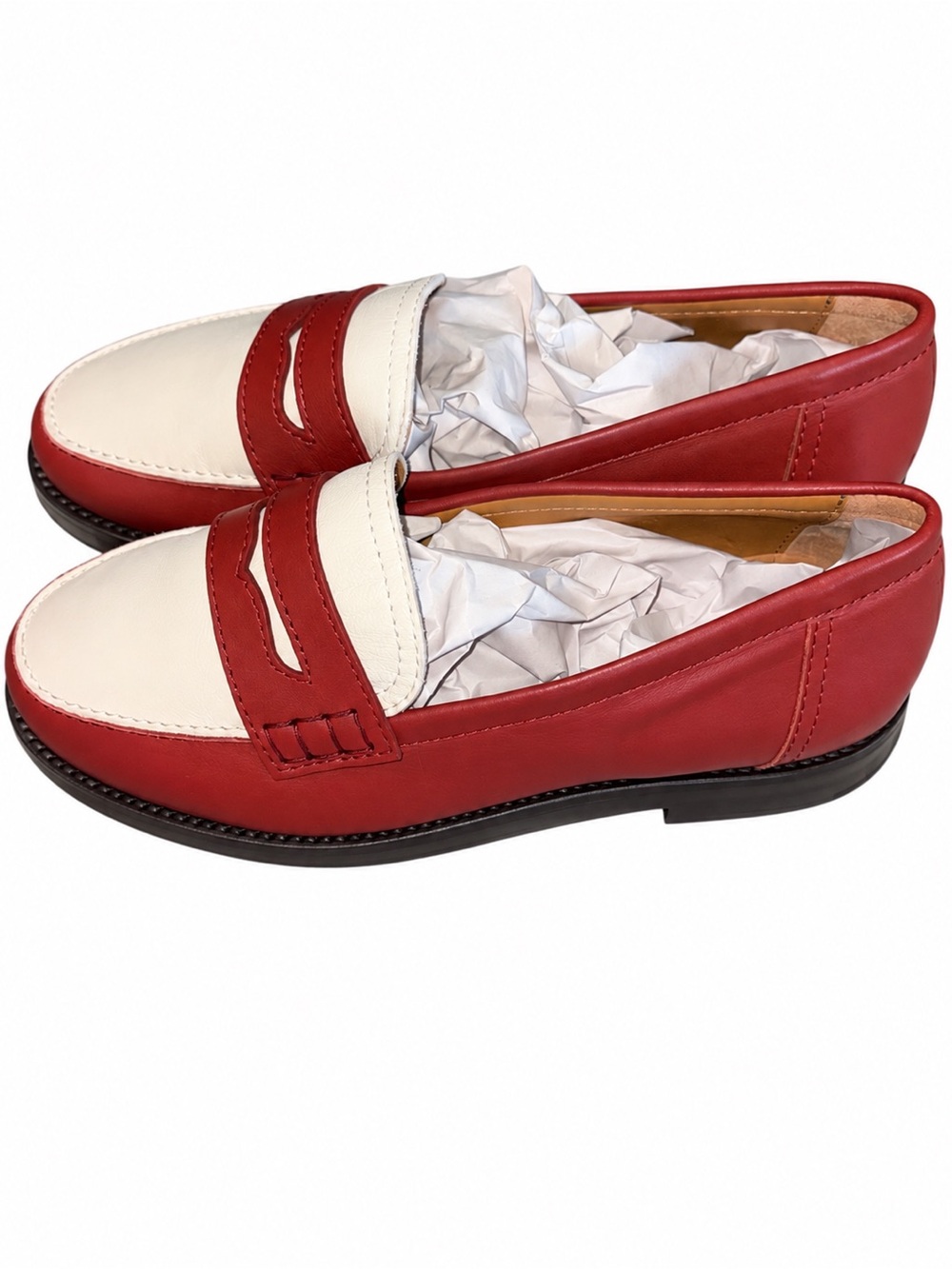 NEW Sézane Andrea Loafers crafted in a two-tone terracotta and ecru 7 - Picture 4 of 6